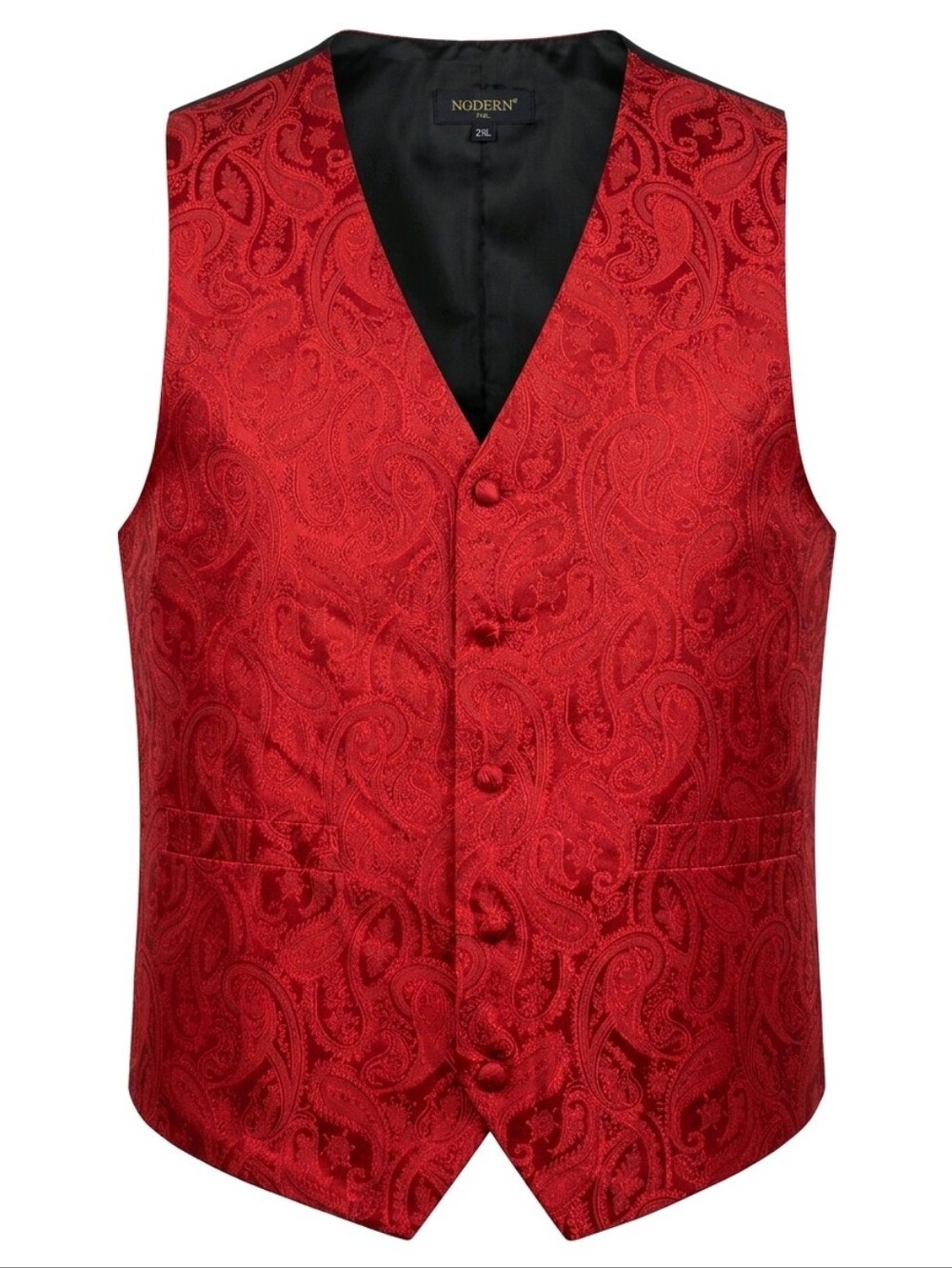 Hisdern Suit Vest 2XL Red Paisley Waistcoat Hand Made Wedding Groomsmen Formal